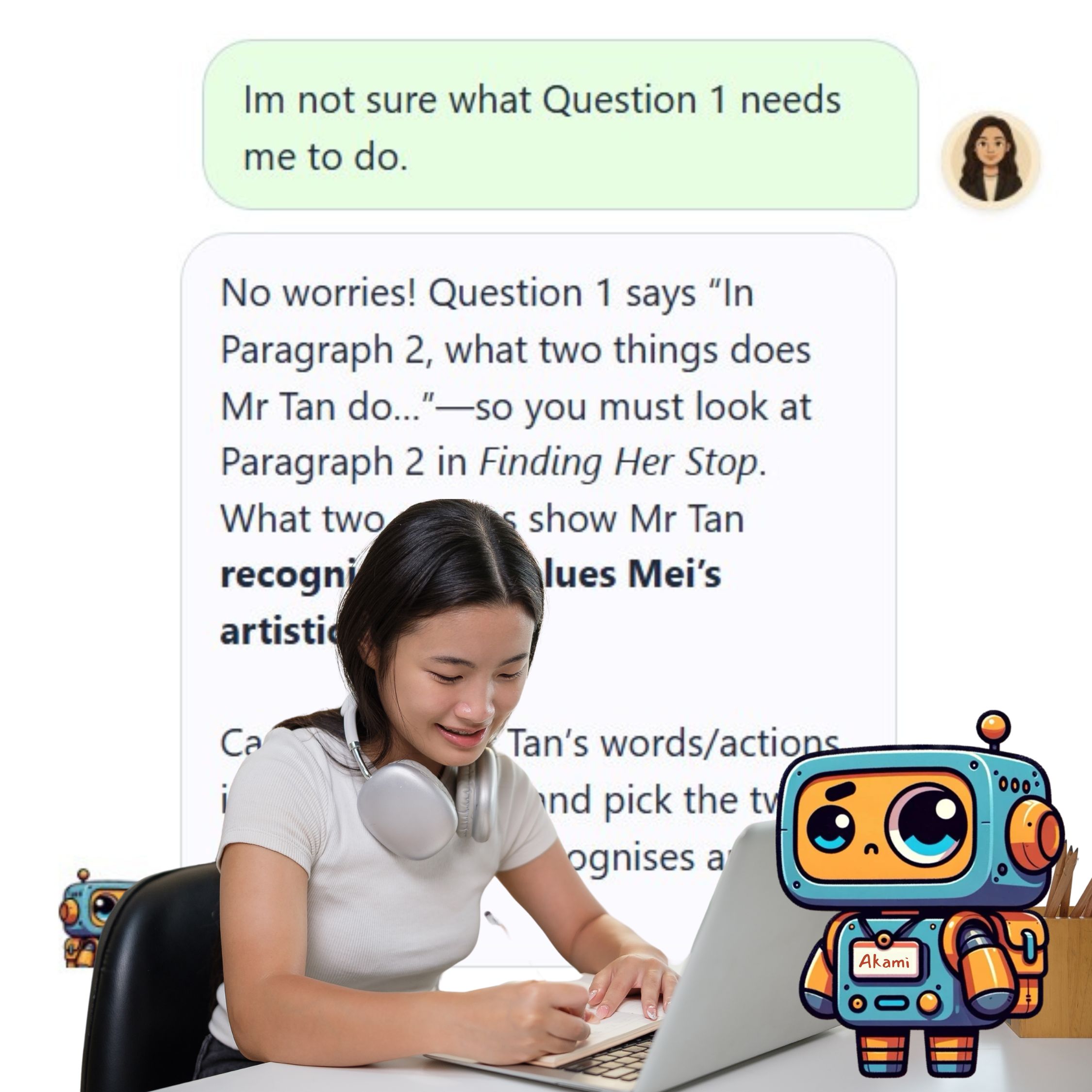 Student getting guidance with Akademi AI.